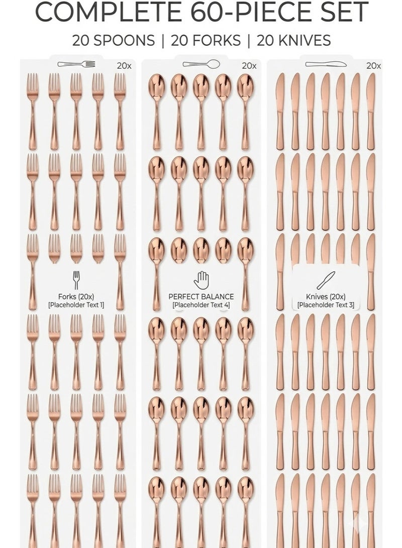 4basix Premium Rose Golden Plastic Cutlery Set, Flatware Collection Includes Spoons, Forks and Knives, Disposable Dining Tableware for Home Kitchen and Serving - Image 5