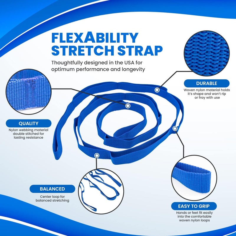 RangeMaster Stretch Strap with Exercise Guide│ Versatile Multi-Loop Strap Perfect for Yoga, Pilates, and Physical Therapy │ Portable │ Helps Improve Flexibility - Image 2