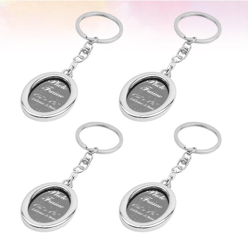 💍 4 قطع سلسلة مفاتيح معدنية بإطار ضاوي تصميم إبداعي تعليقة هدايا ضاوية لعيد الحب - Image 4