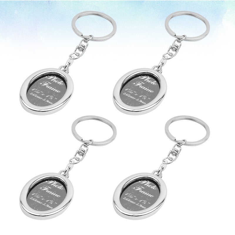 💍 4 قطع سلسلة مفاتيح معدنية بإطار ضاوي تصميم إبداعي تعليقة هدايا ضاوية لعيد الحب - Image 1
