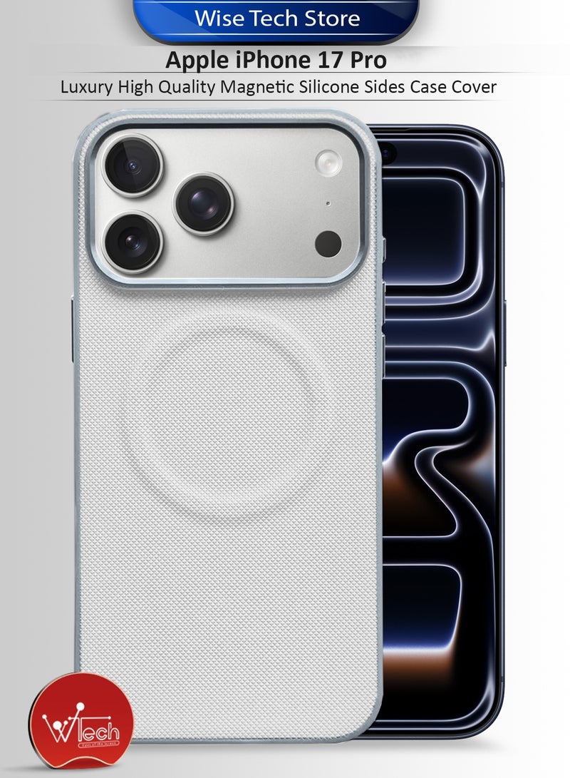 Wtech Apple iPhone 17 Pro 5G 2025 Luxury High Quality Magnetic Silicone Sides Case Cover (MCRPSN) - White - Image 1