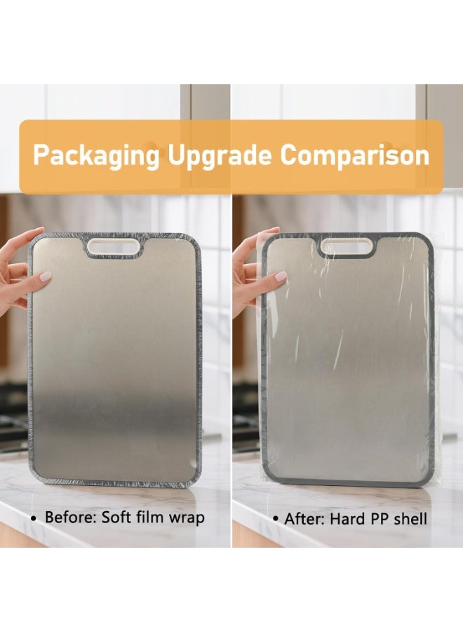 Arabest Cutting Board, Double-Sided Food Grade Cutting Board for Kitchen, 304 Stainless Steel and Wheat Straw PP, Chopping Board for Meat & Vegetables, Non-Slip Silicone Edge, Juice Groove - Image 5