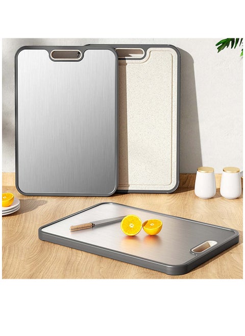 Cutting Board, Double Sided Chopping Board with Grinding Function, Stainless Steel  Cutting Block for Meat, Fruit, Vegetable