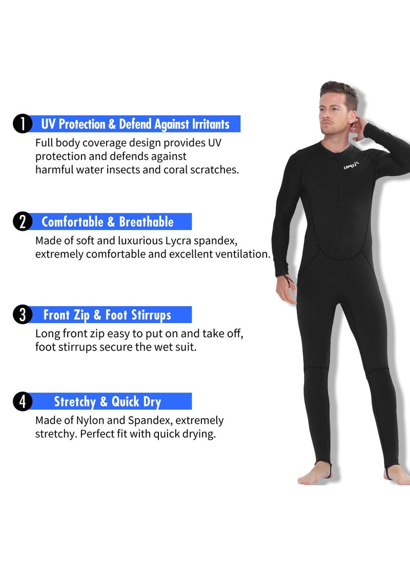 Copozz COPOZZ Diving Skin, Men Women Youth Thin Wetsuit Rash Guard- Full Body UV Protection - for Diving Snorkeling Surfing Spearfishing Sport Skin (Black/Navy-Blue, Medium for Men)  - Image 3
