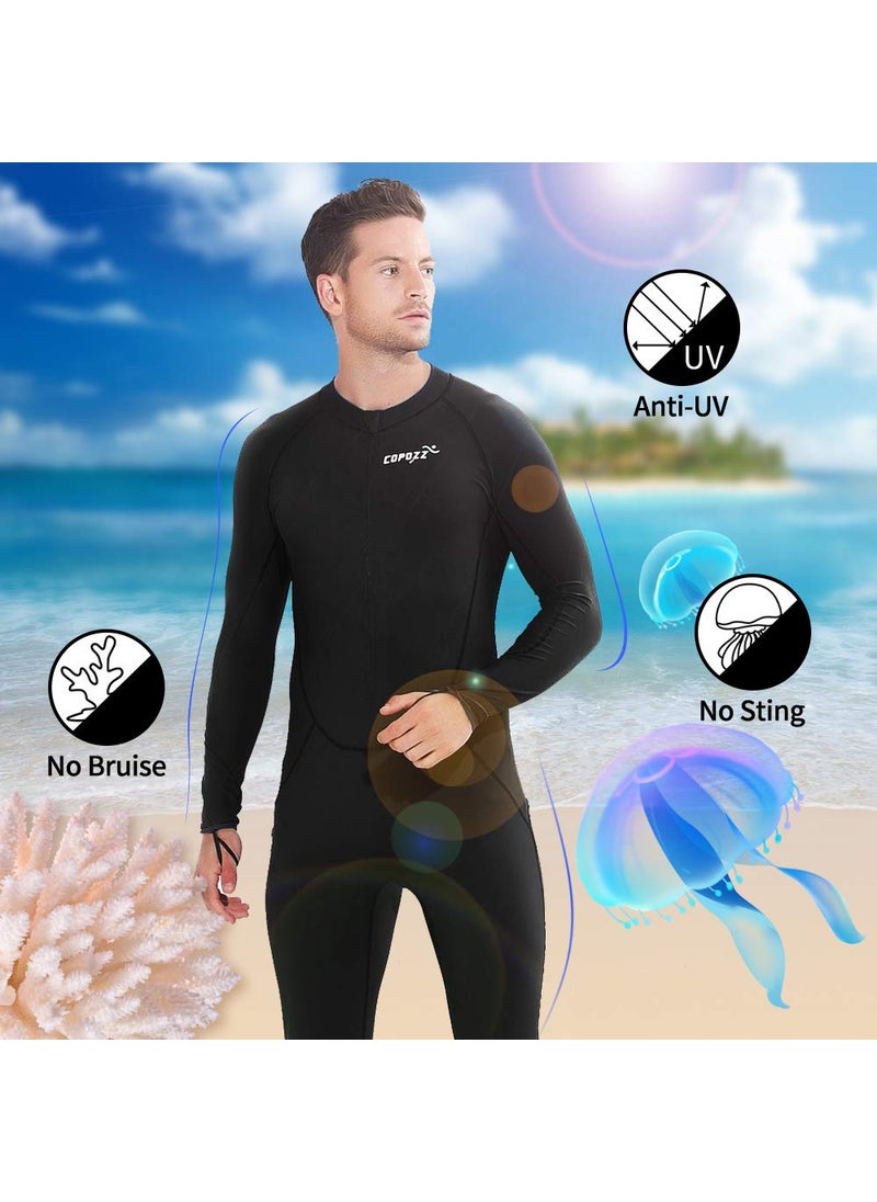 Copozz COPOZZ Diving Skin, Men Women Youth Thin Wetsuit Rash Guard- Full Body UV Protection - for Diving Snorkeling Surfing Spearfishing Sport Skin (Black/Navy-Blue, Medium for Men)  - Image 5