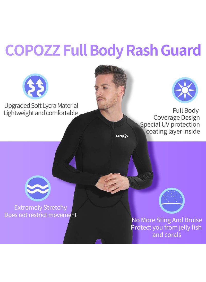 Copozz COPOZZ Diving Skin, Men Women Youth Thin Wetsuit Rash Guard- Full Body UV Protection - for Diving Snorkeling Surfing Spearfishing Sport Skin (Black/Navy-Blue, Medium for Men)  - Image 4