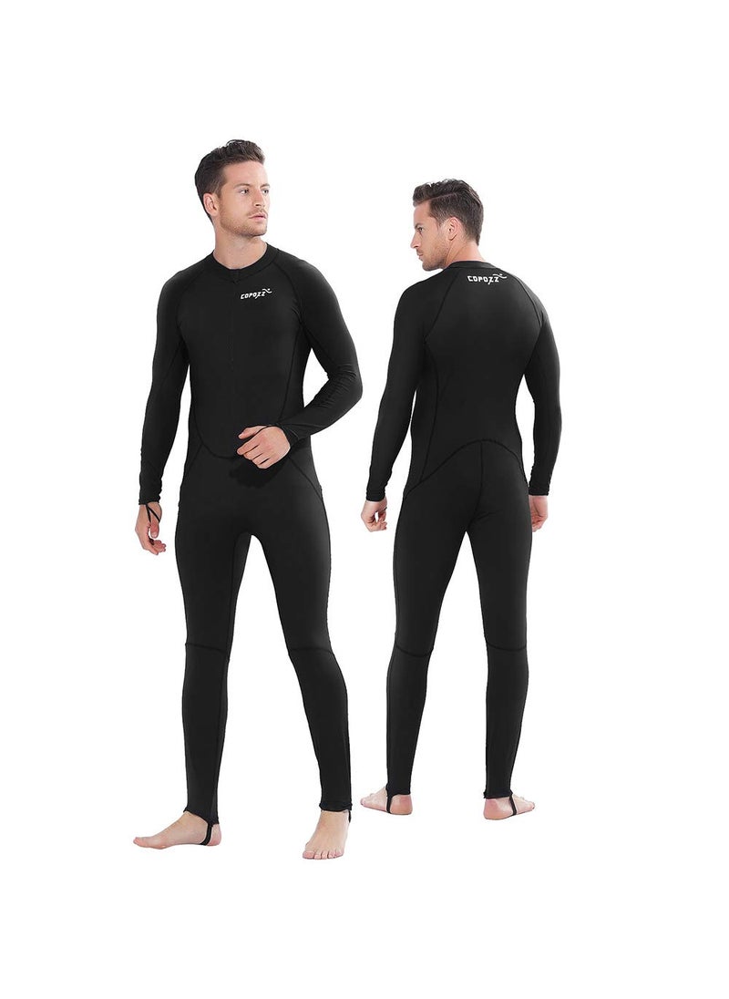 Copozz COPOZZ Diving Skin, Men Women Youth Thin Wetsuit Rash Guard- Full Body UV Protection - for Diving Snorkeling Surfing Spearfishing Sport Skin (Black/Navy-Blue, Medium for Men)  - Image 1