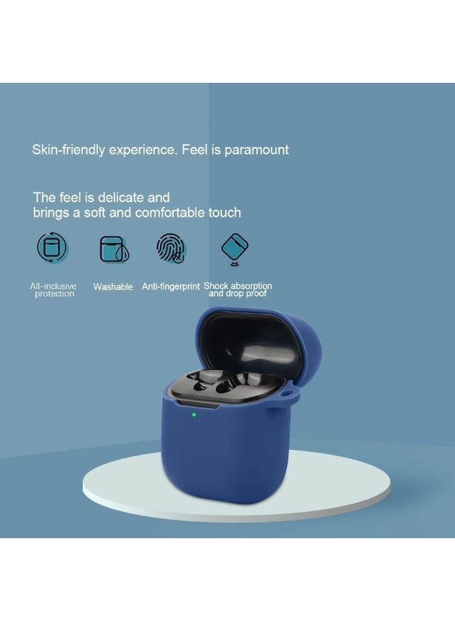 Silicone Case Compatible with Oraimo FreePods Neo OTW-330S Earbuds – Soft Silicone Protective Shockproof Cover Sleeve with Carabiner for Oraimo FreePods Neo OTW-330S (Blue) - Image 4