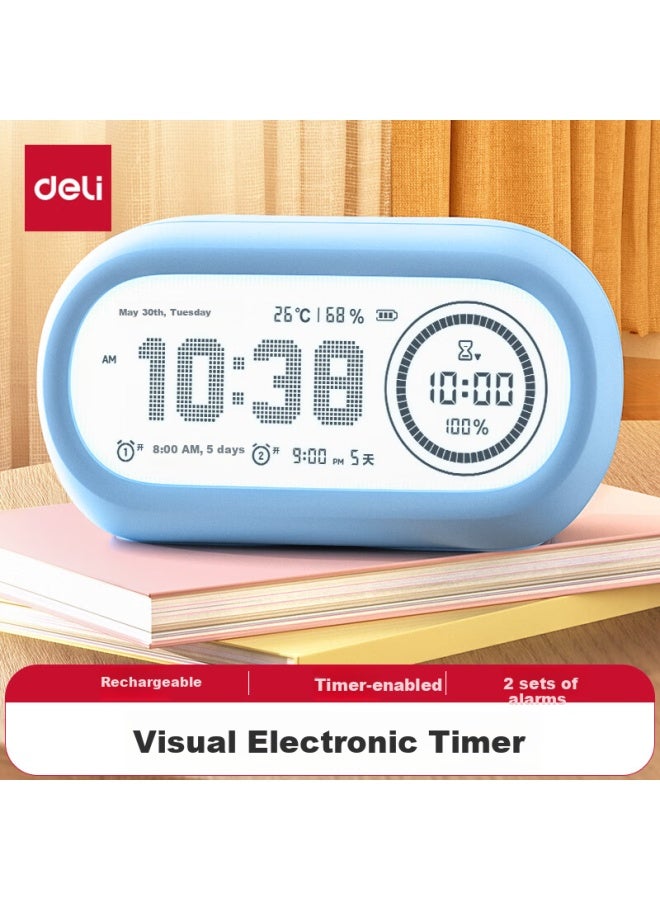 Deli ساعة منبه دلي للطلاب لإدارة الوقت البصرية باللون الأزرق السماوي Le106 - Image 1