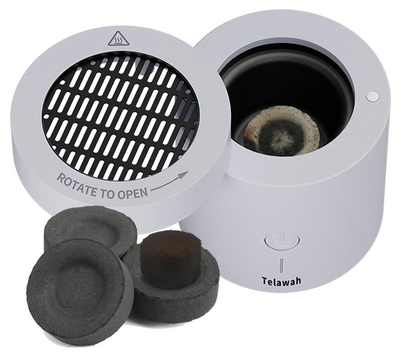 Telawah Portable Incense Burner Bukhoor Aroma Diffuser Electric Incense Holder USB Rechargeable  for Car and Home One-click Start Convenient and Safe(White) - Image 1