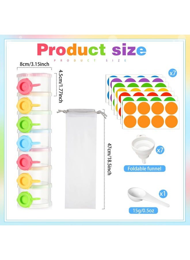 Shinylin Protein Powder Travel Container Set Reusable Powder Supplement Container 7 Pcs Single Dose Cases and 1 Pcs Large Travel Containers Drawstring Bags - Image 2