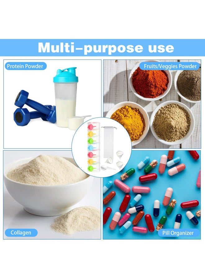 Shinylin Protein Powder Travel Container Set Reusable Powder Supplement Container 7 Pcs Single Dose Cases and 1 Pcs Large Travel Containers Drawstring Bags - Image 3