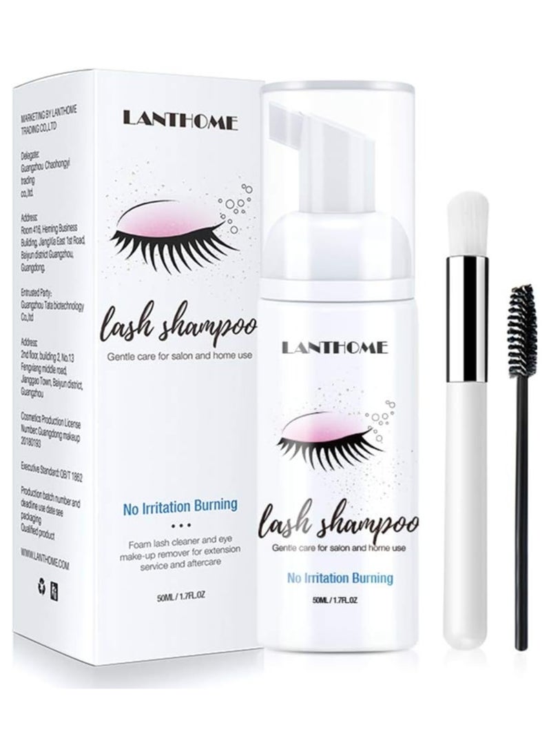 Lanthome - Lash Shampoo 50ml Eyelash Extension Shampoo, Remove Makeup Residue & Mascara, Gentle Deep Cleansing and No Irritating or Burning for Eyelash Extension Foam - Perfect for Salon Use and Home Care - Image 1