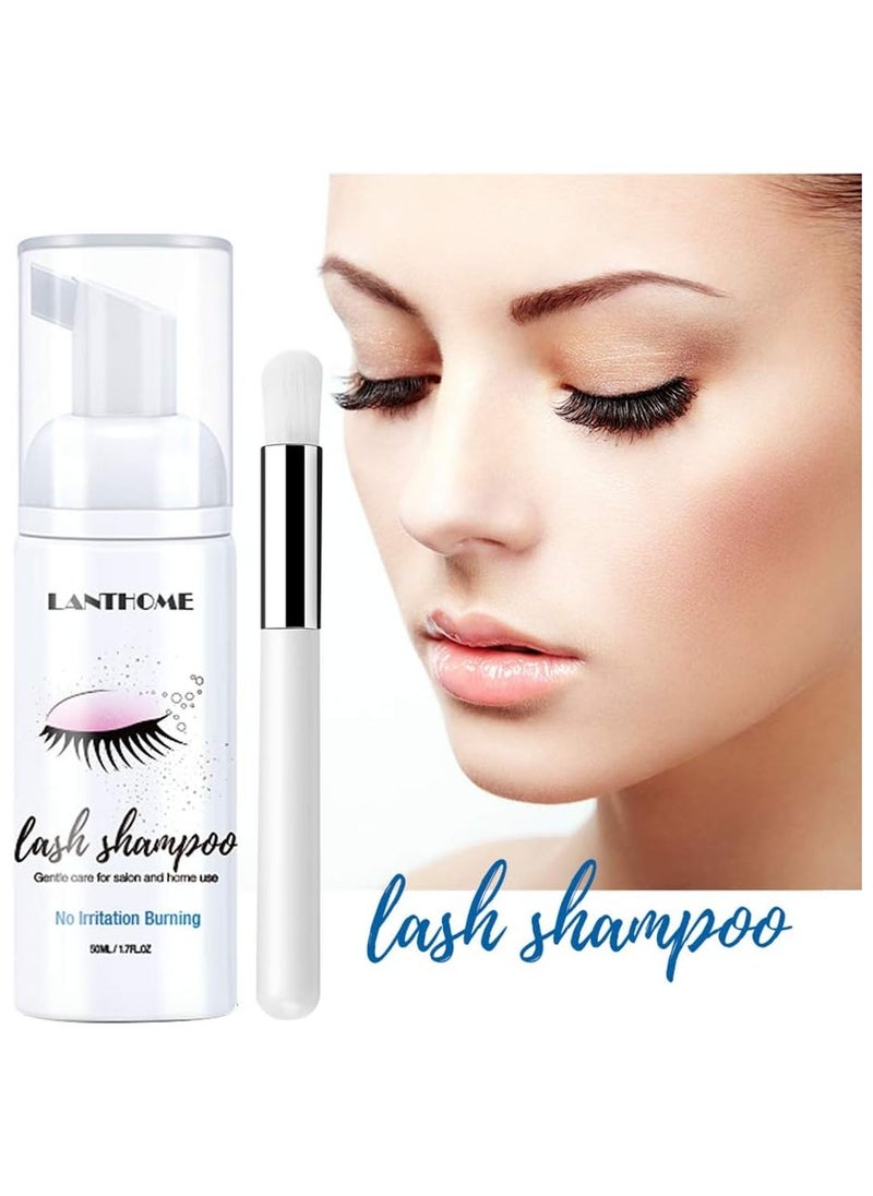 Lanthome - Lash Shampoo 50ml Eyelash Extension Shampoo, Remove Makeup Residue & Mascara, Gentle Deep Cleansing and No Irritating or Burning for Eyelash Extension Foam - Perfect for Salon Use and Home Care - Image 1