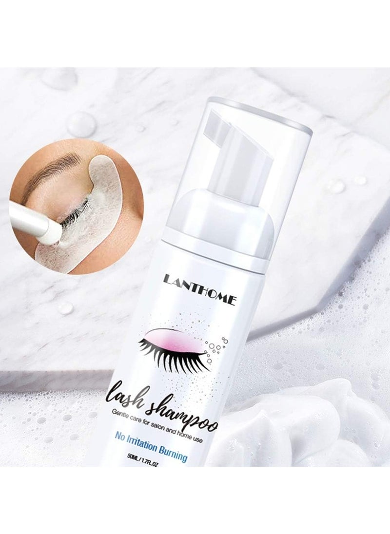 Lanthome - Lash Shampoo 50ml Eyelash Extension Shampoo, Remove Makeup Residue & Mascara, Gentle Deep Cleansing and No Irritating or Burning for Eyelash Extension Foam - Perfect for Salon Use and Home Care - Image 1