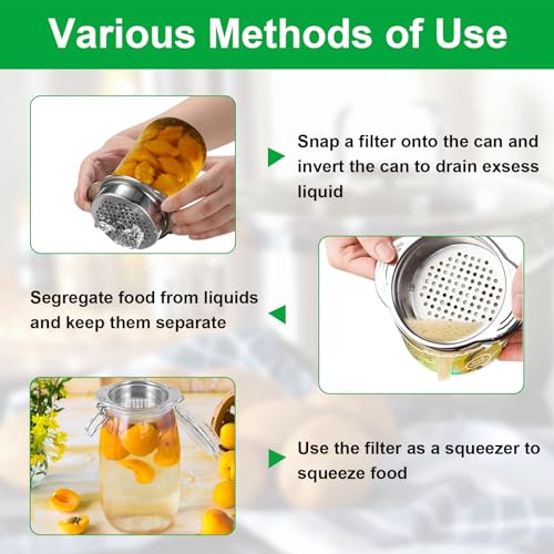 lyBlissor 2 Pcs Stainless Steel Strainer, Metal Sieve Can Drainer, Food Grade Dishwasher Safe Tuna Press Oil Drainer Filter Colander for Kitchen Canned Beans Vegetables - Image 3