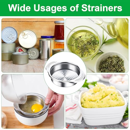 lyBlissor 2 Pcs Stainless Steel Strainer, Metal Sieve Can Drainer, Food Grade Dishwasher Safe Tuna Press Oil Drainer Filter Colander for Kitchen Canned Beans Vegetables - Image 5
