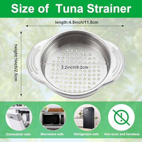 lyBlissor 2 Pcs Stainless Steel Strainer, Metal Sieve Can Drainer, Food Grade Dishwasher Safe Tuna Press Oil Drainer Filter Colander for Kitchen Canned Beans Vegetables - Image 2