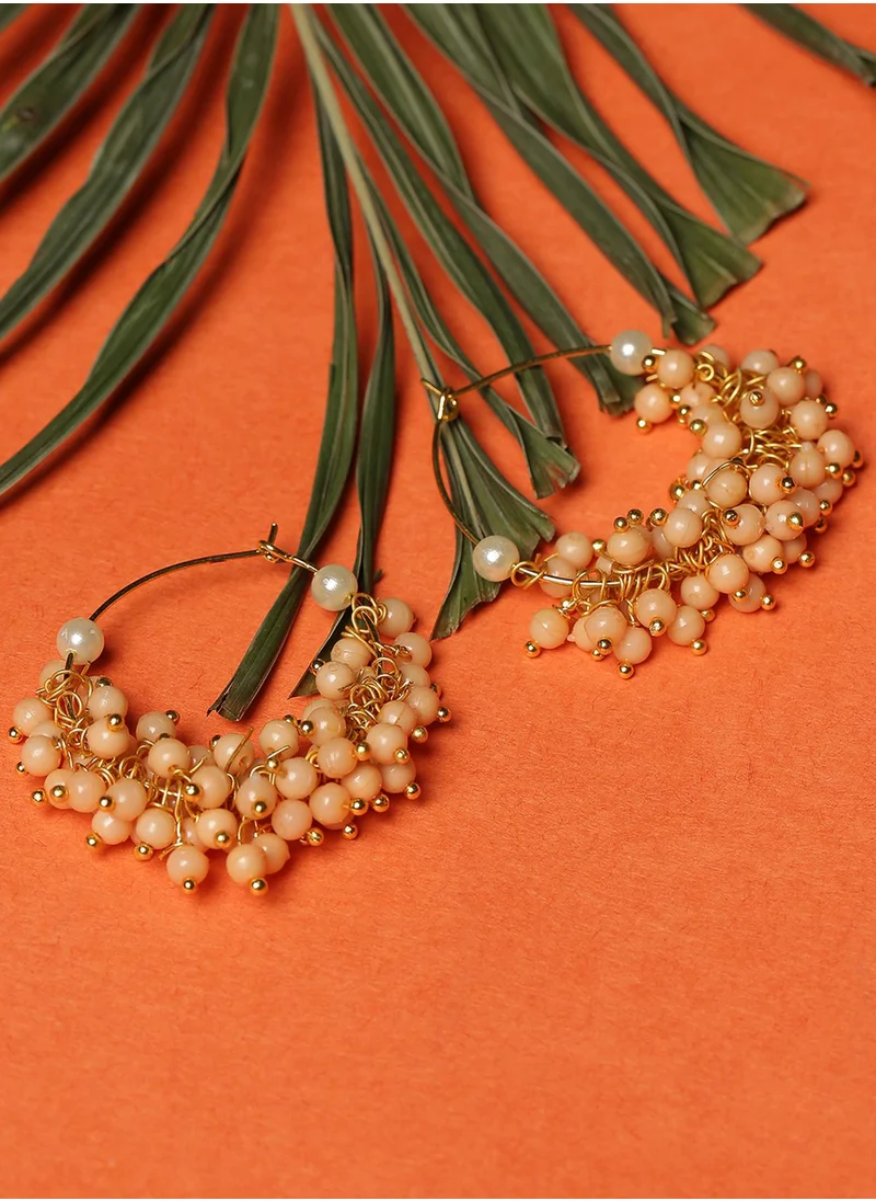 SOHI Orange Beaded Hoop Earrings