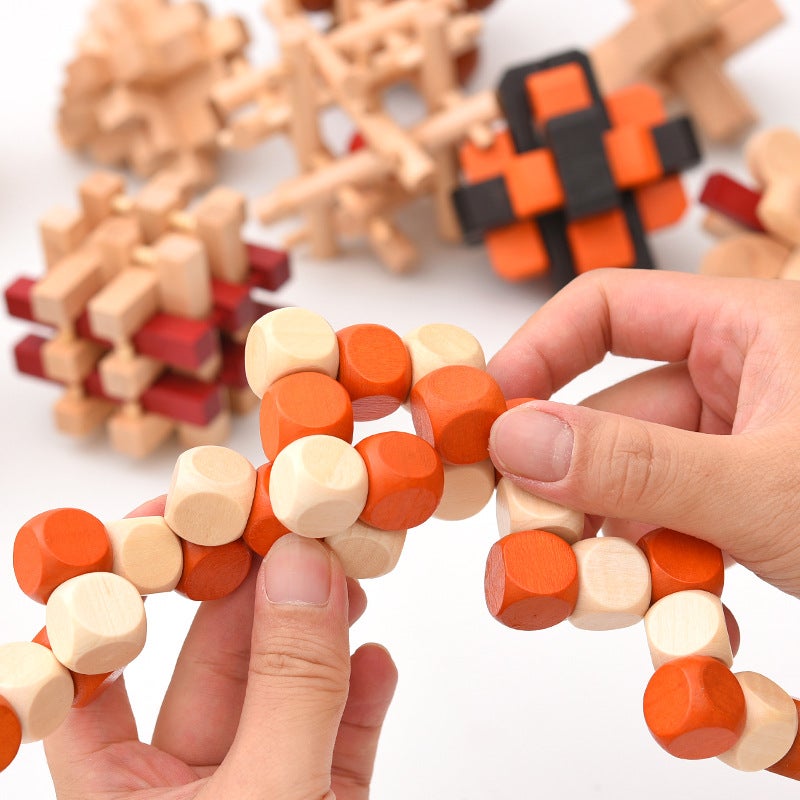 Kongming Lock Luban Lock Full Set Children'S Intelligence Adult Elderly Adults To Relieve Boredom Difficult Iq Wooden Toys - Image 4