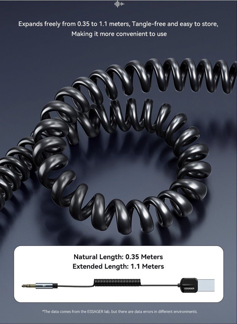 ايساجر محول بلوتوث ايه يو اكس للسيارة، مستقبل بلوتوث 5.0 بخاصية الغاء الضوضاء من ايساجر، محول صوت USB الى مقبس صوت 3.5 ملم مع ميكروفون مدمج لمجموعات السيارات/ستيريو المنزل/مكبر صوت المكالمات بدون استخدام - Image 5