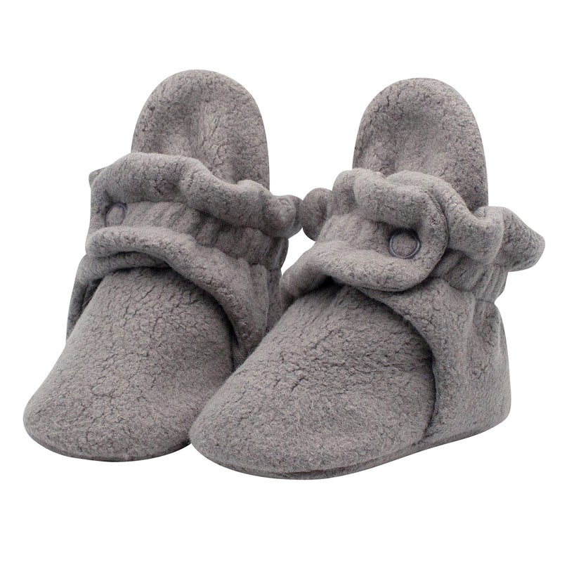 Zutano Unisex Cozie Fleece Baby Booties with Grippers, Baby Essentials, Denim Navy, 12 Months - Image 1