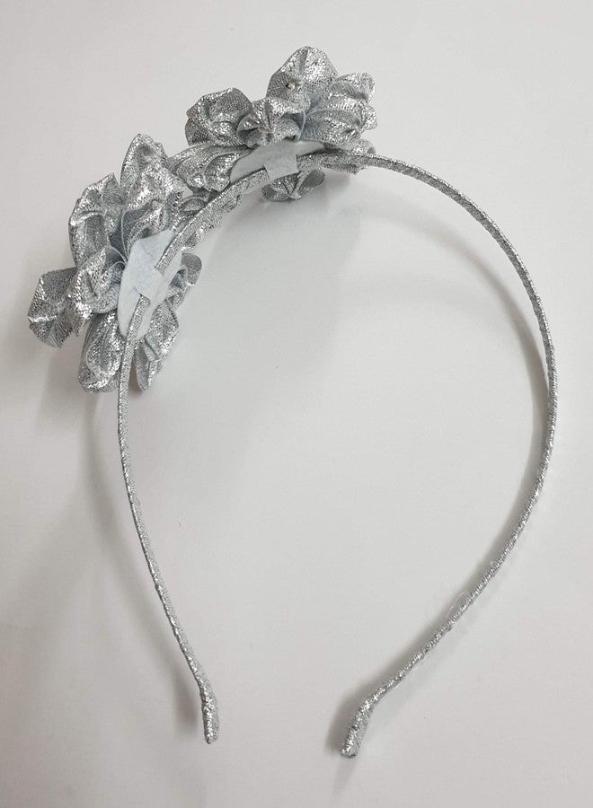 Belleza Crafting with Creativity Hairband with 2 Flowers F2BH1 (Silver SHD1) - Image 4