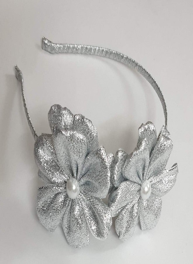Belleza Crafting with Creativity Hairband with 2 Flowers F2BH1 (Silver SHD1) - Image 2