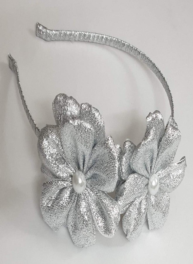 Belleza Crafting with Creativity Hairband with 2 Flowers F2BH1 (Silver SHD1) - Image 3
