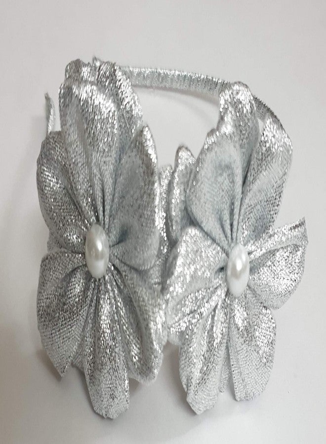 Belleza Crafting with Creativity Hairband with 2 Flowers F2BH1 (Silver SHD1) - Image 5