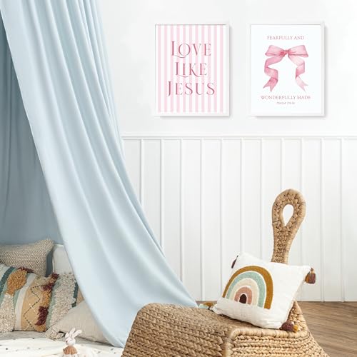 LARTSFRO Coquette Pink Bow Jesus Wall Art Decor Posters, Light Pink Bow Christian Room Bedroom Bathroom Dorm Wall Art Decor Aesthetic for College Teen Girls Gifts, Inspirational Bible Verses Bow Wall Decor, 10x8 Inch Set of 4 Bow Pictures (UNFRAMED) - Image 5