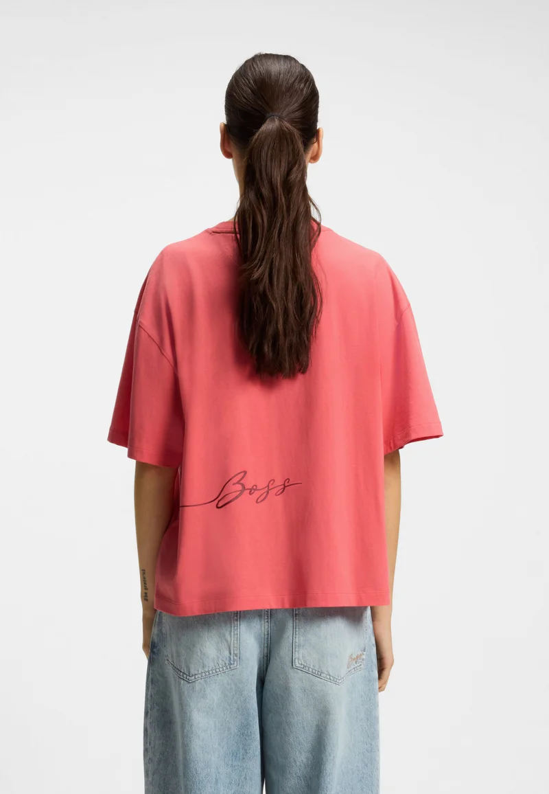 بوس Cotton-jersey T-shirt with logo graphics