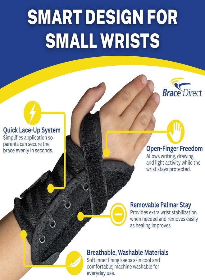 Brace Direct Kids Lace-Up Wrist Brace for Sprains Strains Carpal Tunnel De Quervain's - Pediatric Support Splint for Youth Injury Recovery - Ages 18M-7Y - LEFT WRIST (Circumference 4-5.5") - Image 3