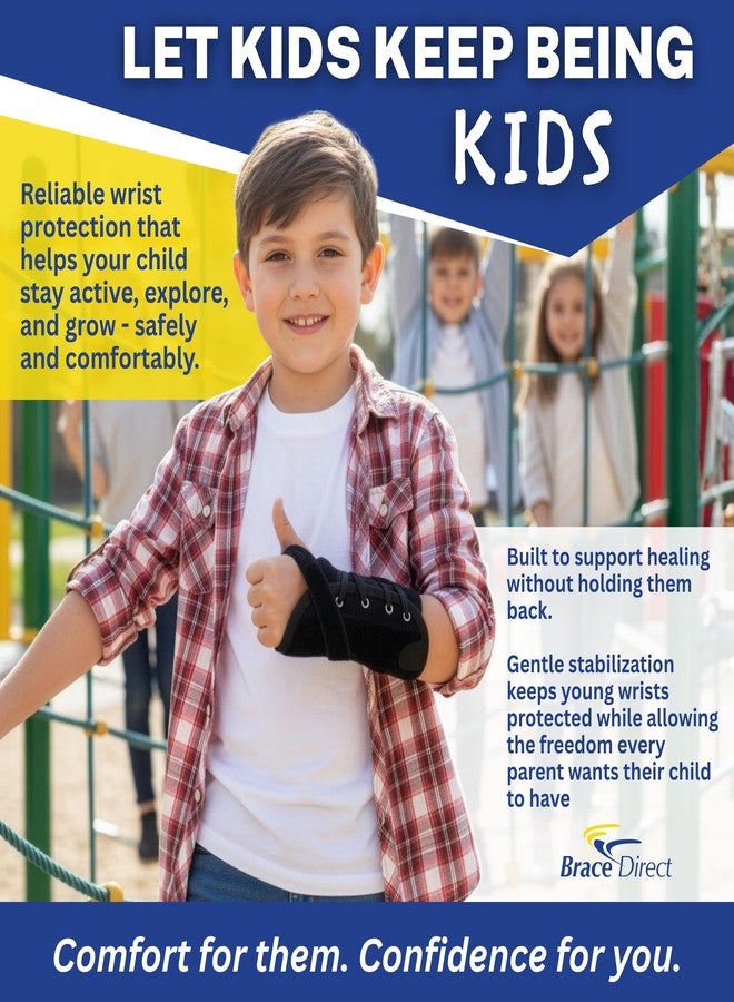 Brace Direct Kids Lace-Up Wrist Brace for Sprains Strains Carpal Tunnel De Quervain's - Pediatric Support Splint for Youth Injury Recovery - Ages 18M-7Y - LEFT WRIST (Circumference 4-5.5") - Image 4