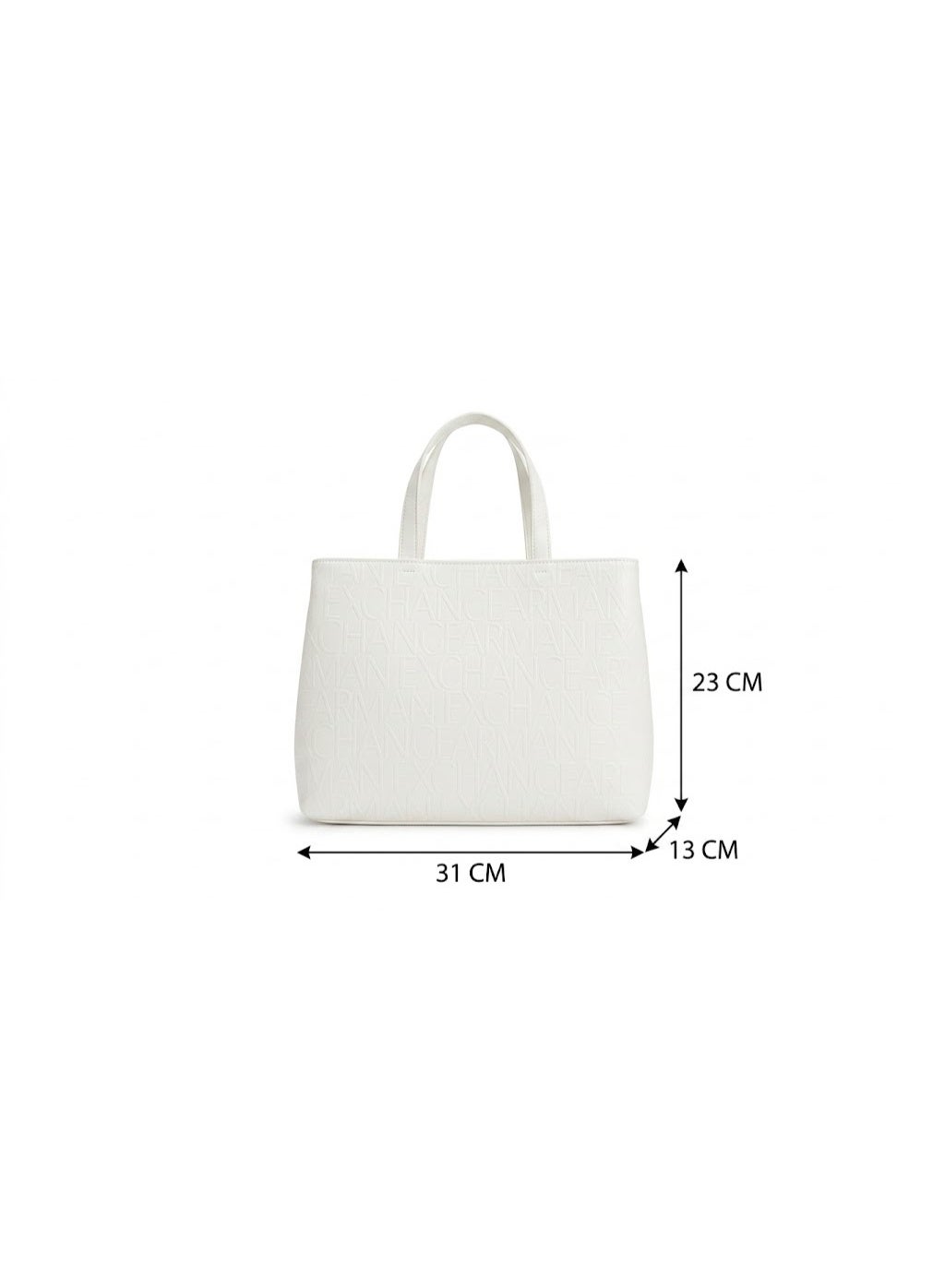 Armani Exchange – White "Tote" Bag with a prominent monogrammed detail