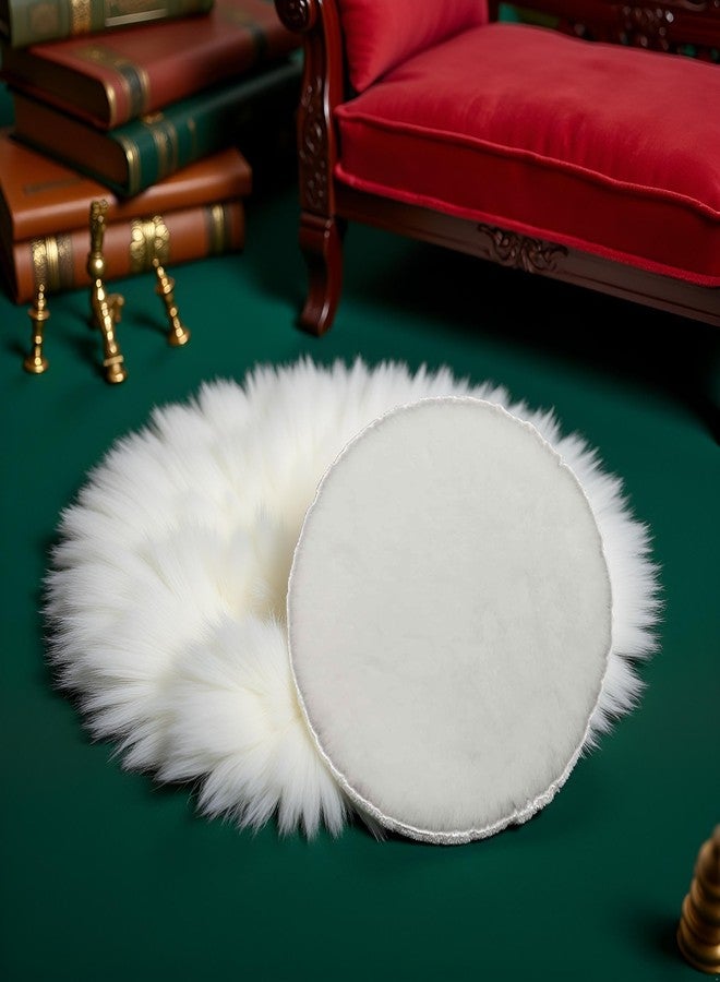 Cauaoa White Round Dollhouse Carpet, Dollhouse Miniature Carpet, Fluffy Mini Rug, Doll House Rug, Lightweight Decor for 1/12, 1/8, 1/6 (4.33x 4.33inch) - Image 5