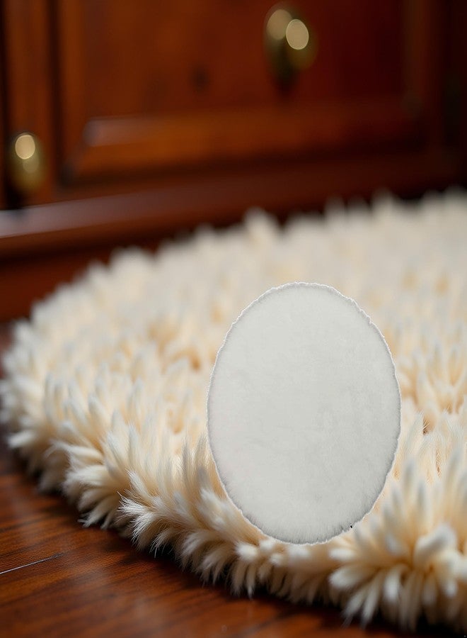 Cauaoa White Round Dollhouse Carpet, Dollhouse Miniature Carpet, Fluffy Mini Rug, Doll House Rug, Lightweight Decor for 1/12, 1/8, 1/6 (4.33x 4.33inch) - Image 2