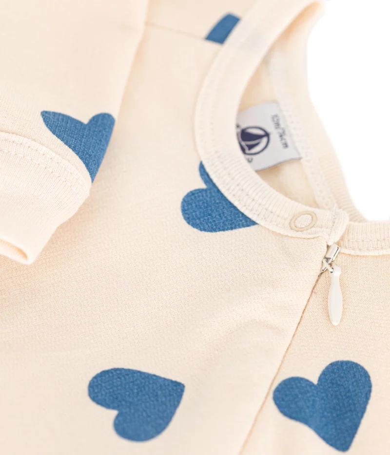 Petit Bateau Babies' brushed fleece heart print pyjamas