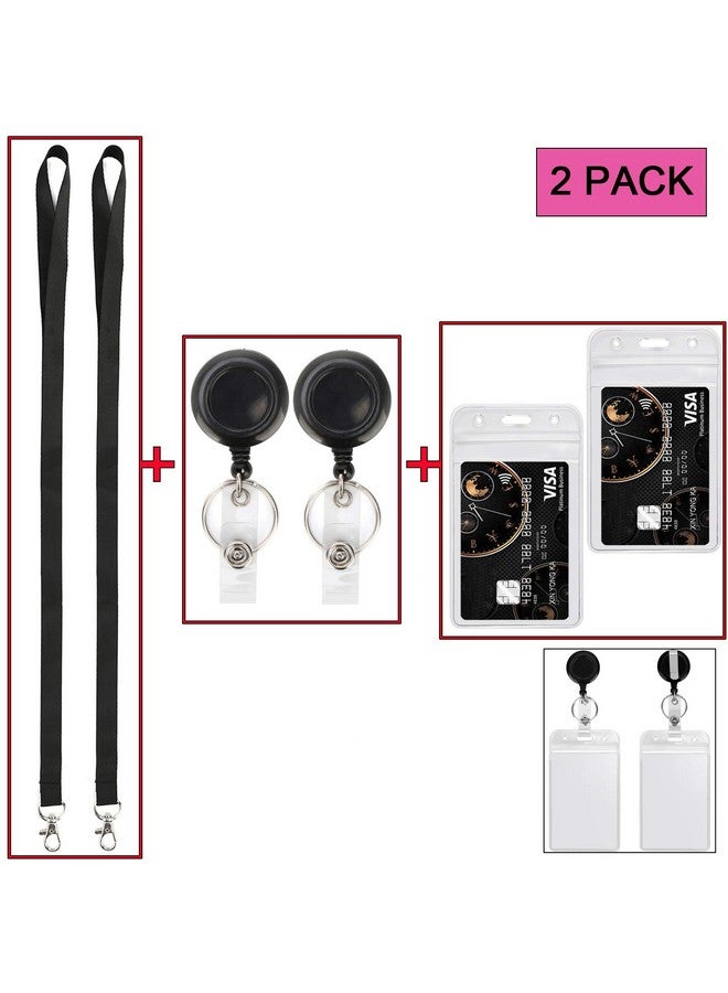 YOUOWO Lanyard Black Retractable Badge Reel With Badge Reel Clip For Id Card Badges Holders Vertical Punched Zipper Waterproof 2 Pack - Image 4