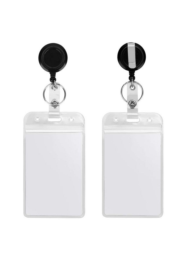 YOUOWO Lanyard Black Retractable Badge Reel With Badge Reel Clip For Id Card Badges Holders Vertical Punched Zipper Waterproof 2 Pack - Image 5