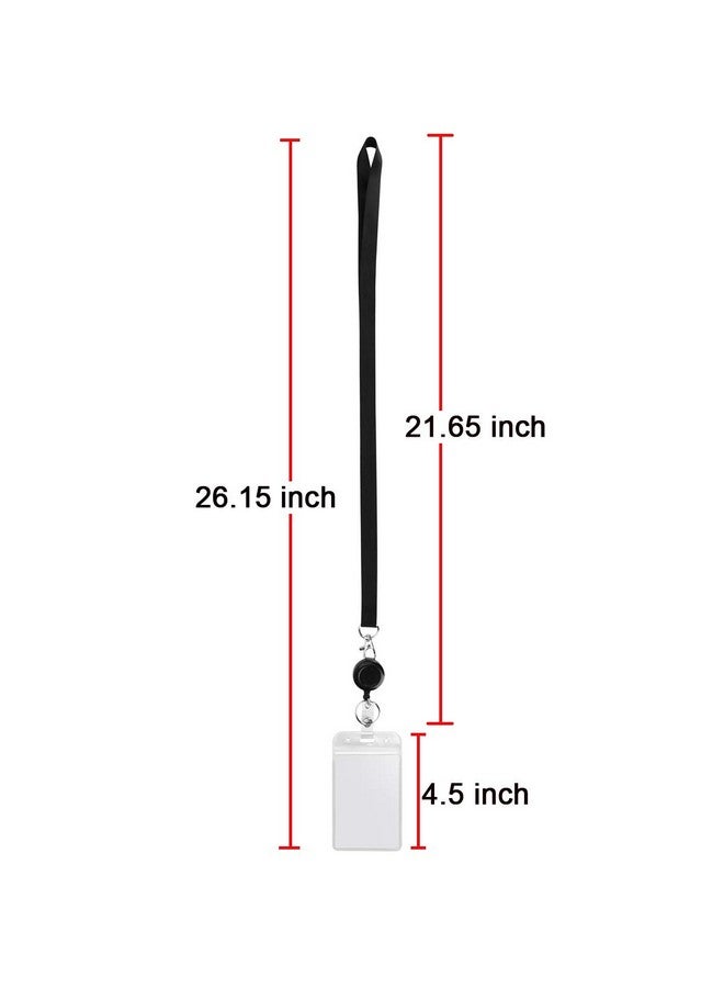 YOUOWO Lanyard Black Retractable Badge Reel With Badge Reel Clip For Id Card Badges Holders Vertical Punched Zipper Waterproof 2 Pack - Image 3