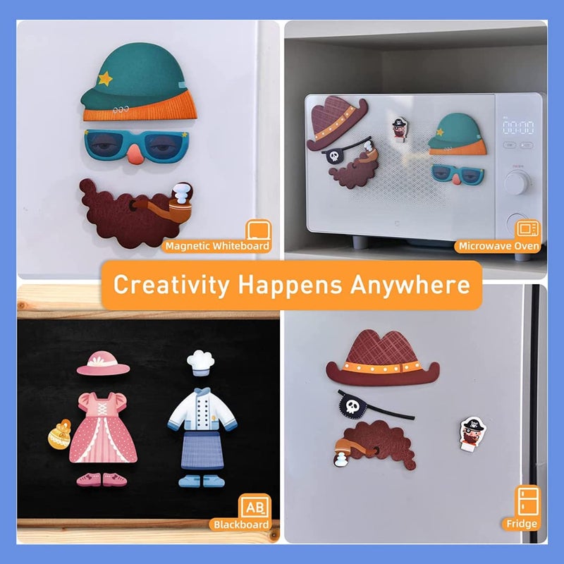 Storio سلسلة الصناديق المغناطيسية - ألعاب الألغاز لغرفة الملابس مع بطاقات مرجعية وسبورة مغناطيسية وقلم لرسم ولعب للأطفال من 2 3 4 سنوات هدايا ممتعة ولعب للأطفال (70+ قطعة مغناطيسية) - Image 3