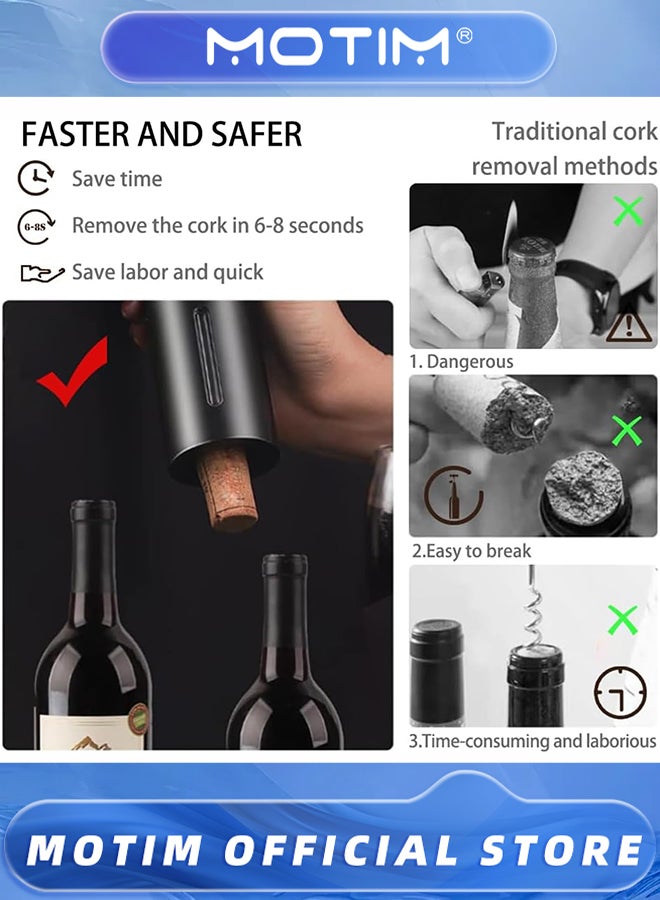 Motim 4 In 1 Wine Opener Electric Automatic Wine Opener Wine Opener Set Wine Bottle Opener Electric Gift Set for Wine Lovers - Image 3
