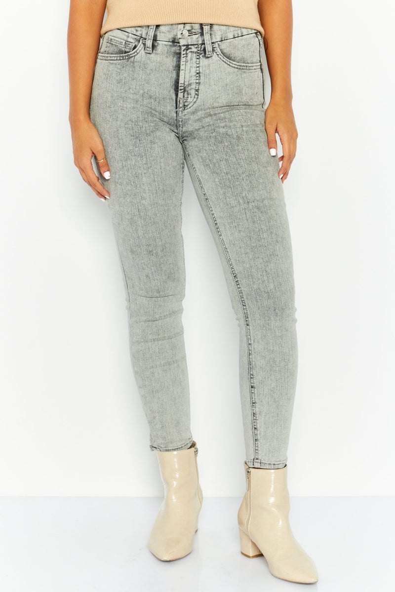 Jen 7 Women Skinny Fit Mid Rise Stretchable Jeans, Grey - Image 1