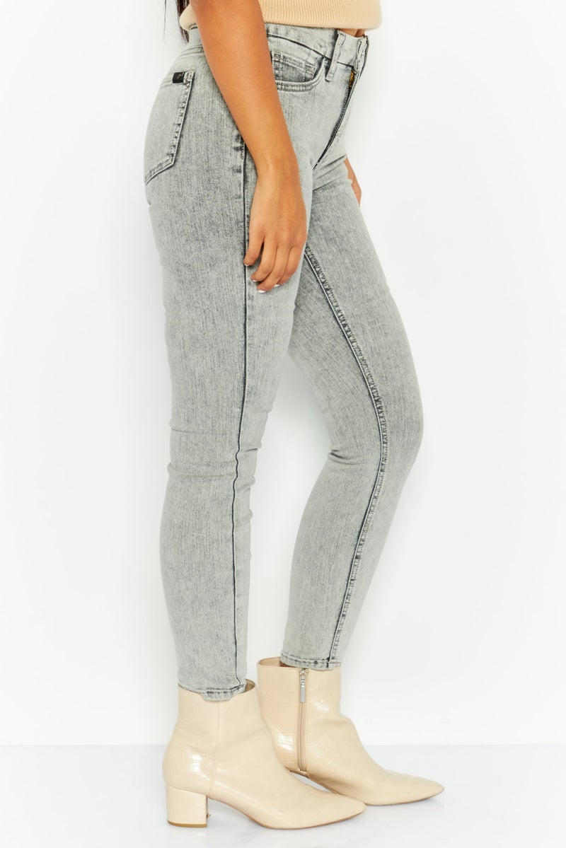 Jen 7 Women Skinny Fit Mid Rise Stretchable Jeans, Grey - Image 3