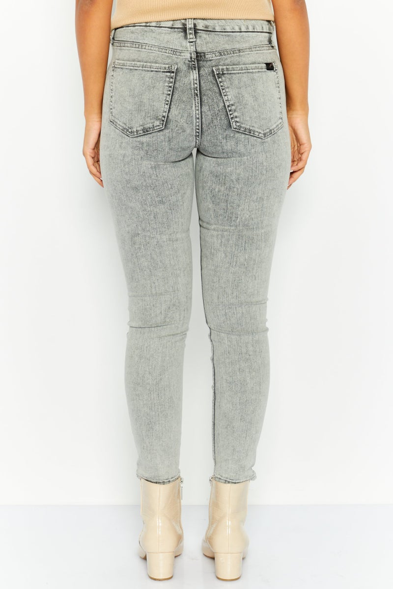 Jen 7 Women Skinny Fit Mid Rise Stretchable Jeans, Grey - Image 4