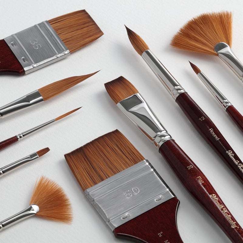 Creative Mark Mimik Kolinsky Watercolor Brush - # 10 Flat - Short Handle Synthetic Paint Brush - Handmade in Germany - Synthetic Sable Paint Brushes for Professional Artists - Animal-Friendly - Image 5