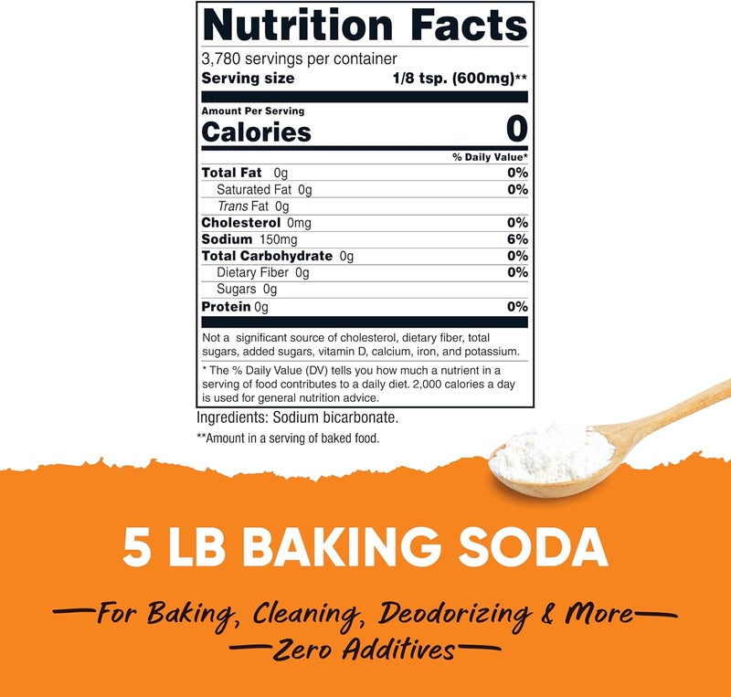 Nutricost Pantry Baking Soda (5 LBS) - For Baking, Cleaning, Deodorizing, and More - Image 2