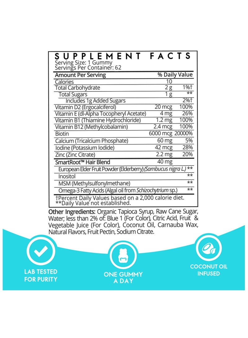 SugarbearPRO Sugarbear Hair Vitamin Gummy 6 Month Supply Extra Strength Biotin 6000mcg, Growth for Men & Women, Vegan Vitamin B12, MSM, Inositol, Omega 3, Elderberry, Certified Kosher, Halal, Cruelty-Free - Image 5