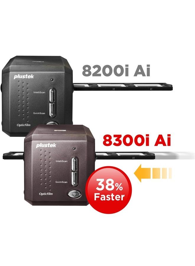 Plustek Plustek OpticFilm 8300i Ai Film Scanner - Converts 35mm Film & Slide into Digital, Bundle SilverFast Ai Studio 9 + QuickScan Plus, Include Advanced IT8 Calibration Target (3 Slide) 